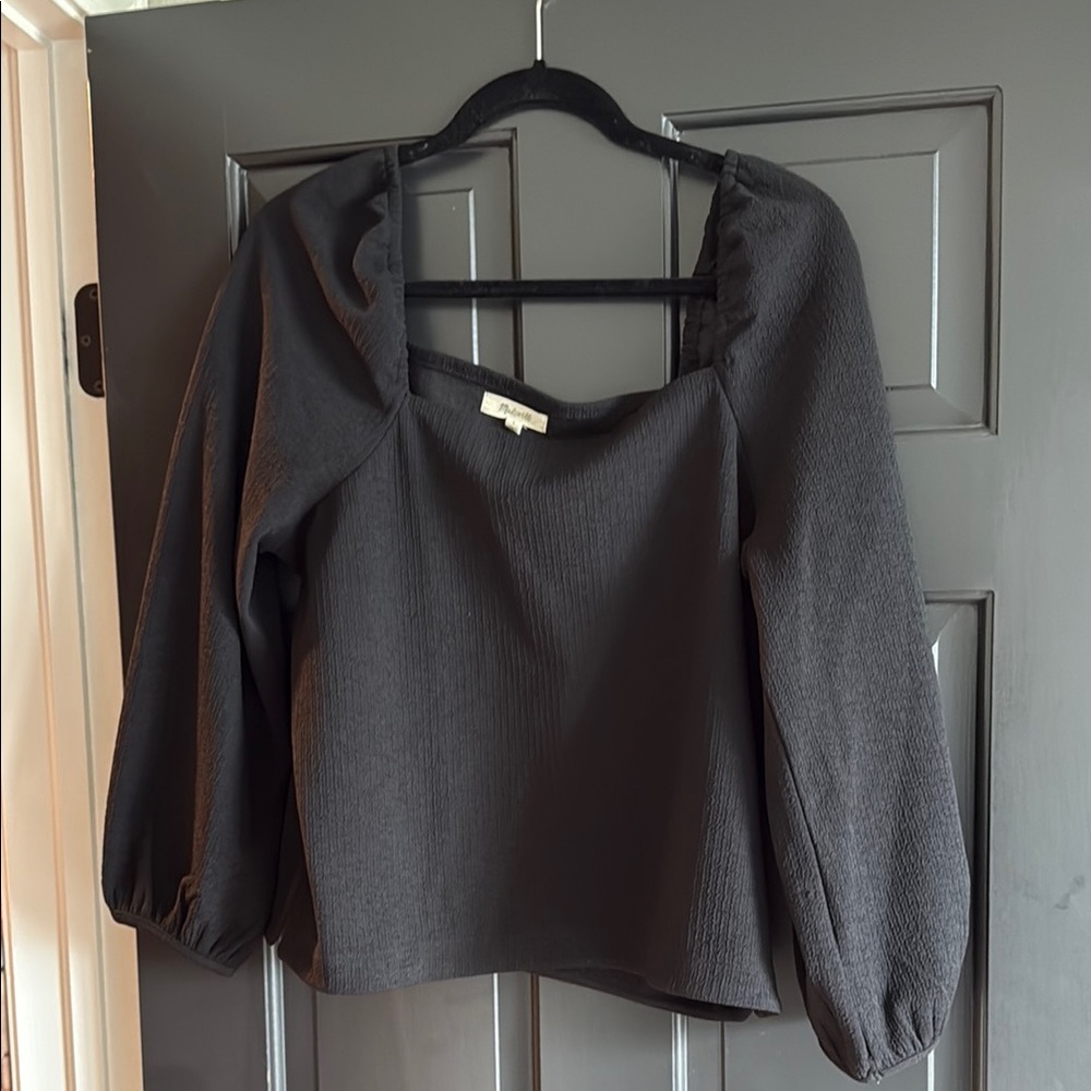 Madewell Charcoal Puff Sleeve Blouse